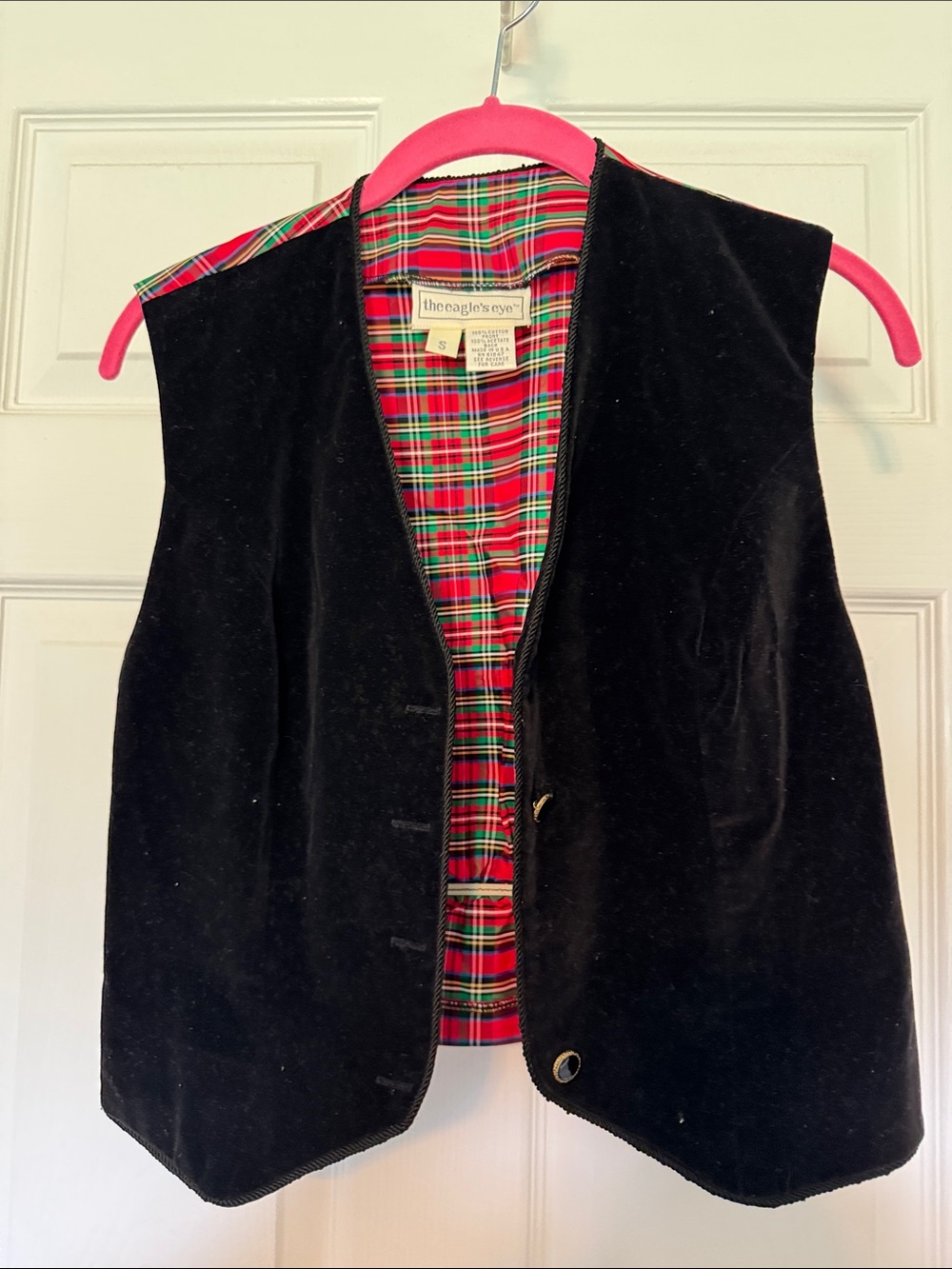 The Eagle's Eye Vintage Black Velvet and Plaid Vest